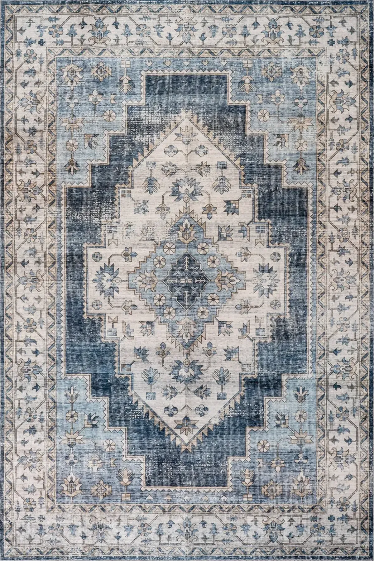 Maria Oasis Medallion Spill Proof Washable Rug