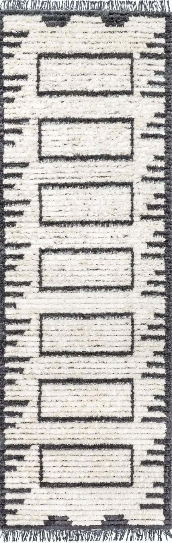 Bethanny Scrolling Panels Fringed Rug