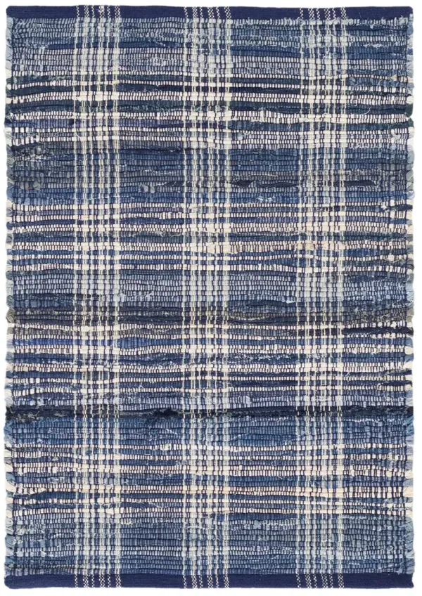 Denim Plaid Handwoven Cotton Rug
