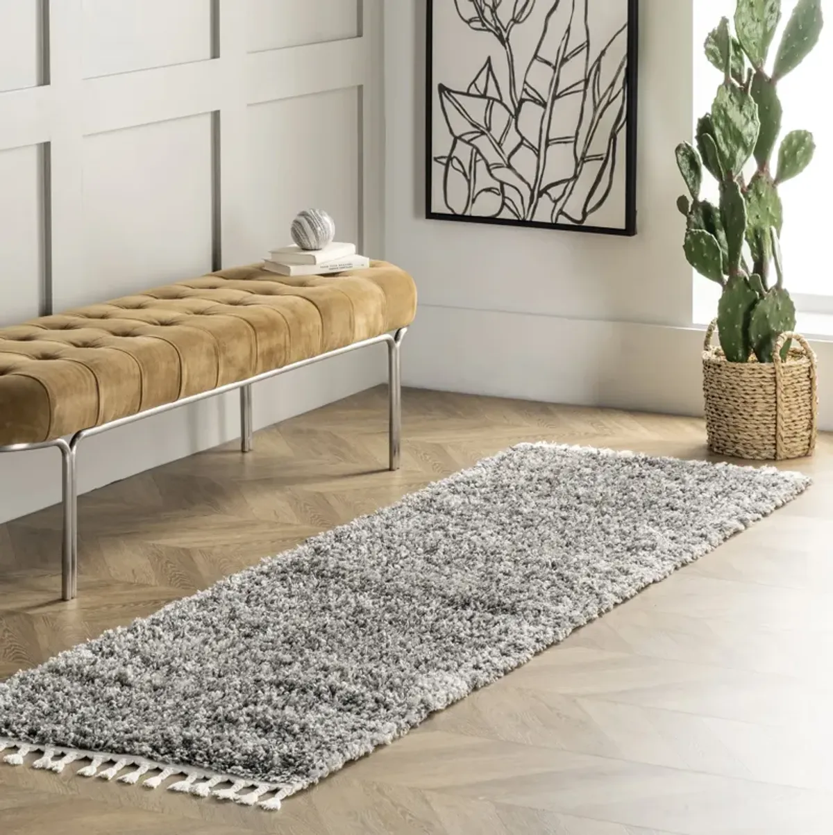 Shaded Shag With Tassels Rug