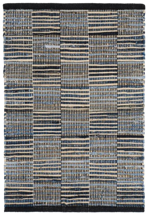 Denim Rag Gridwork Handwoven Cotton Rug