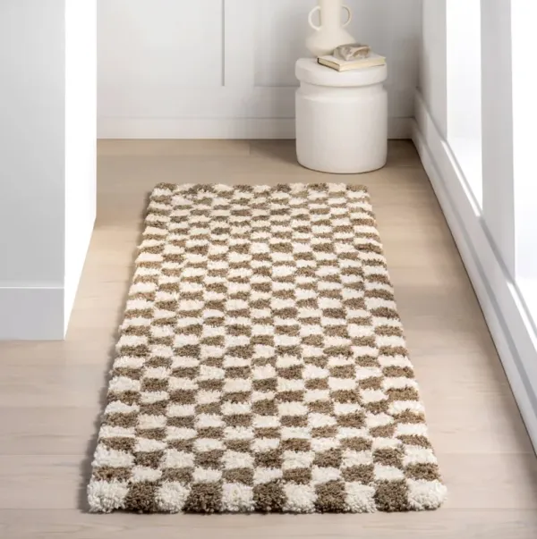 Bettie Retro Checkered Shag Rug