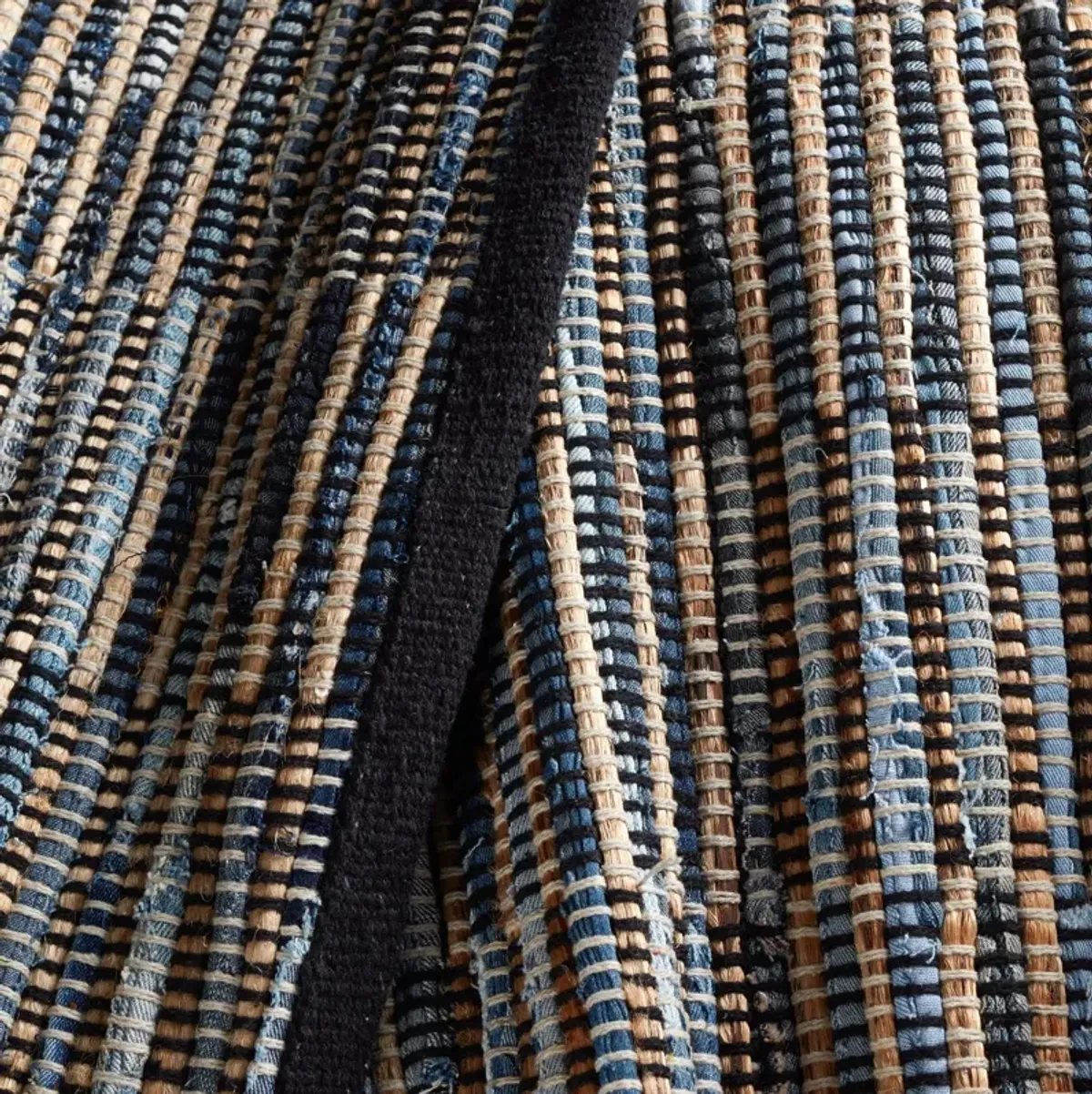 Denim Rag Gridwork Handwoven Cotton Rug