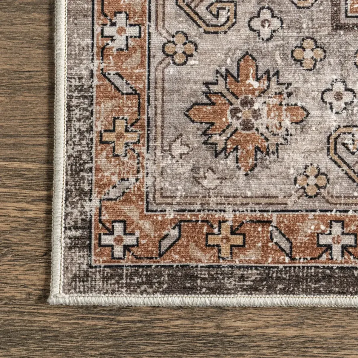 Mandi Vintage Floral Spill Proof Washable Rug
