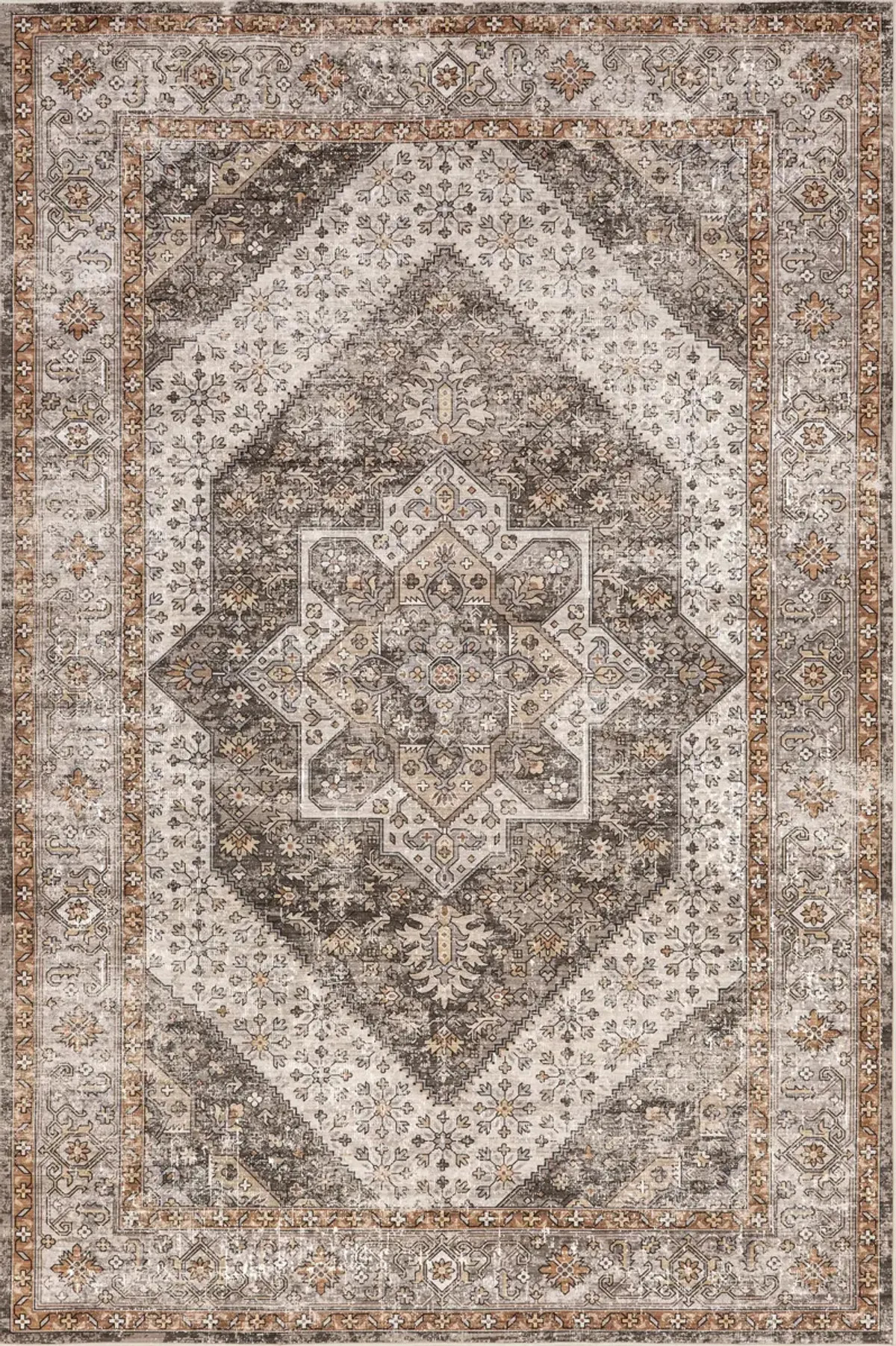 Mandi Vintage Floral Spill Proof Washable Rug