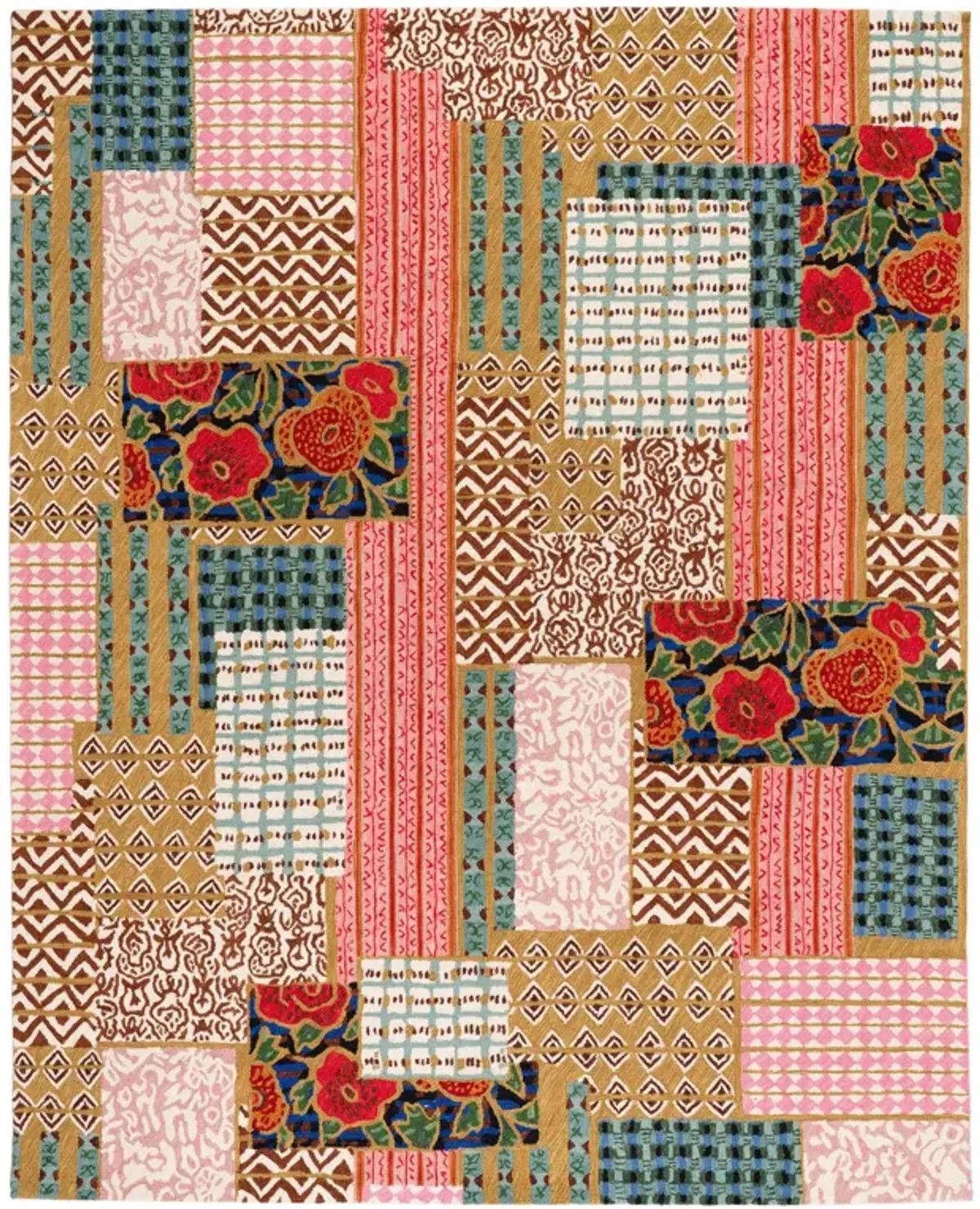 Elm Patchwork Hand Micro Hooked Wool Rug