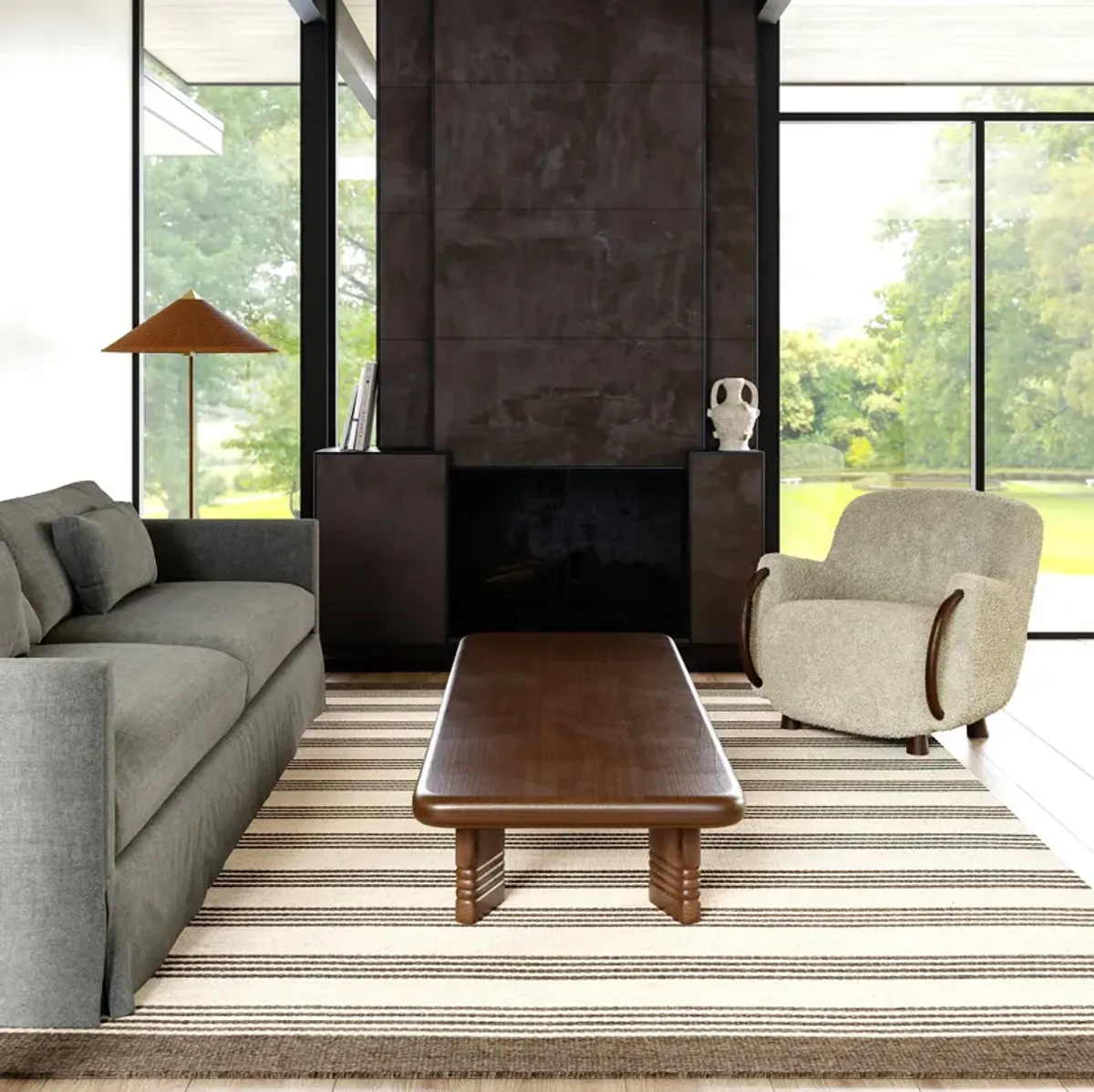 Sage Striped Wool-Blend Rug