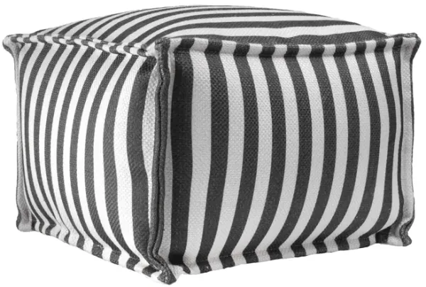 Printed Striped Indoor/Outdoor Pouf