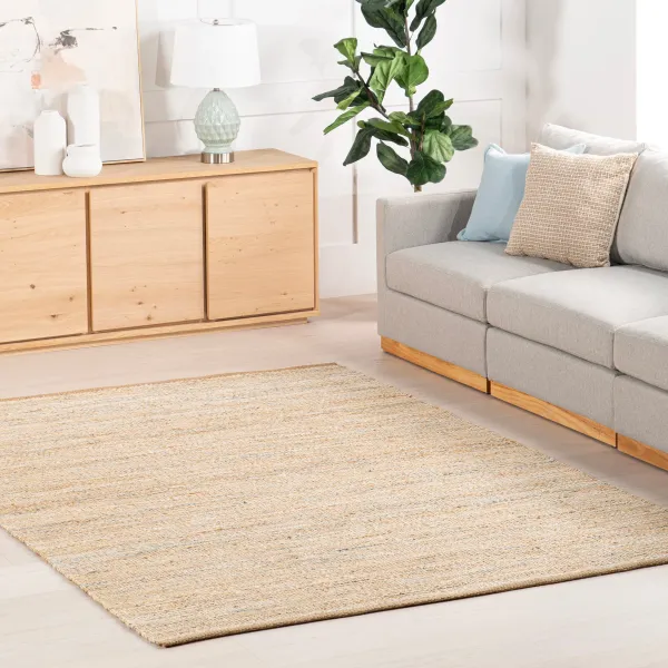 Mixed Stripe Handwoven Jute Rug