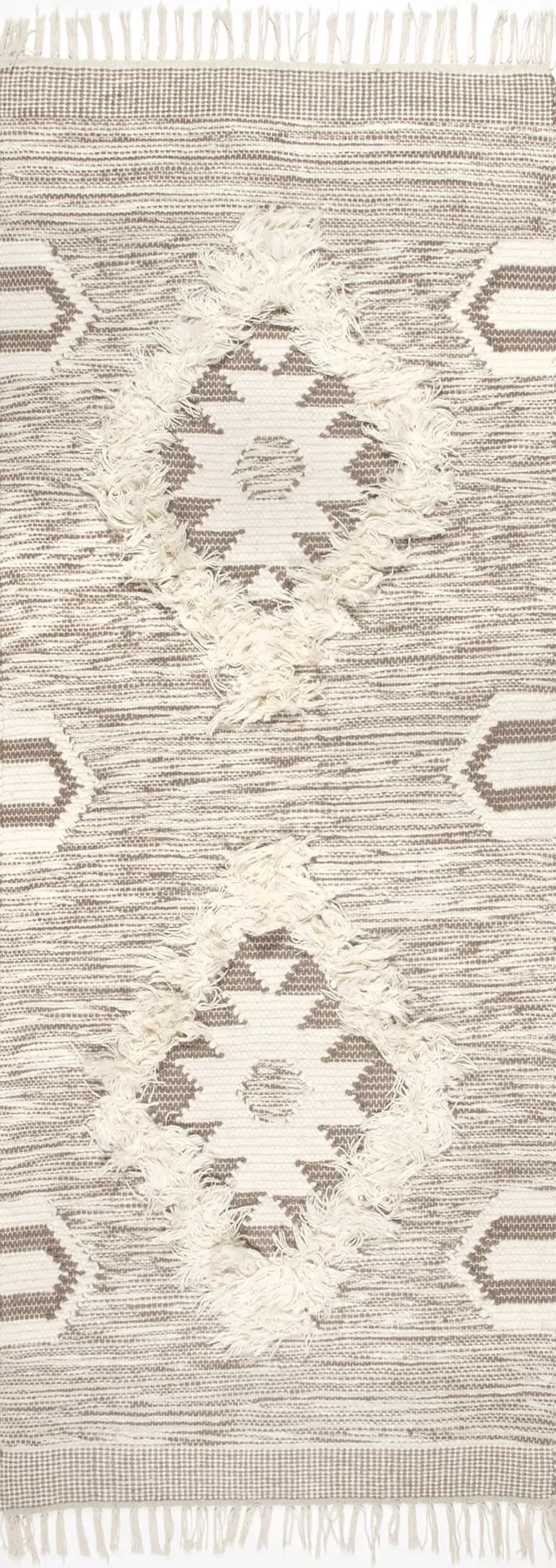 Shaggy Moroccan Lattice Fringe Rug