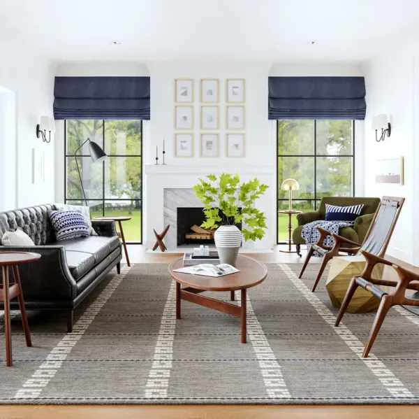 Morgan Geometric Check Wool and Cotton Rug