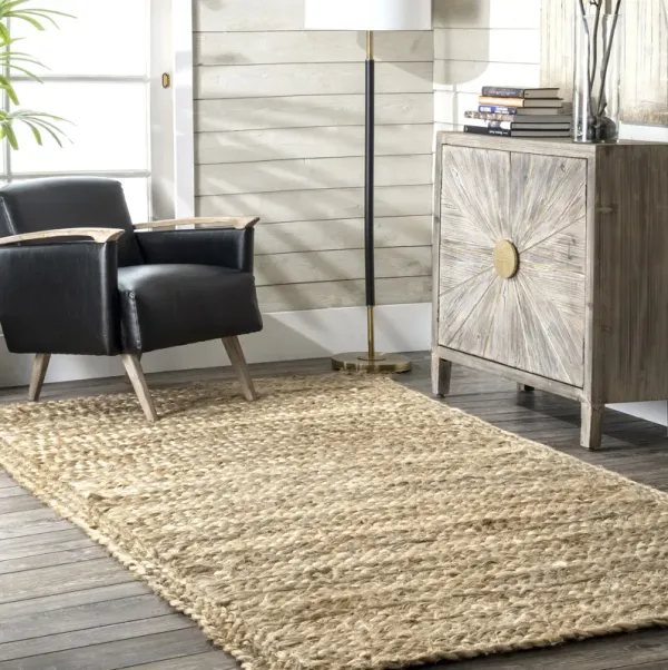 Striped Braided Jute Rug