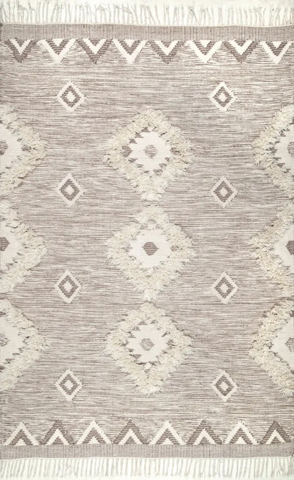 Shaggy Moroccan Lattice Fringe Rug