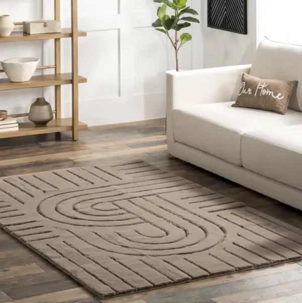 Chiarra Woven Arc Plush Cloud Washable Rug