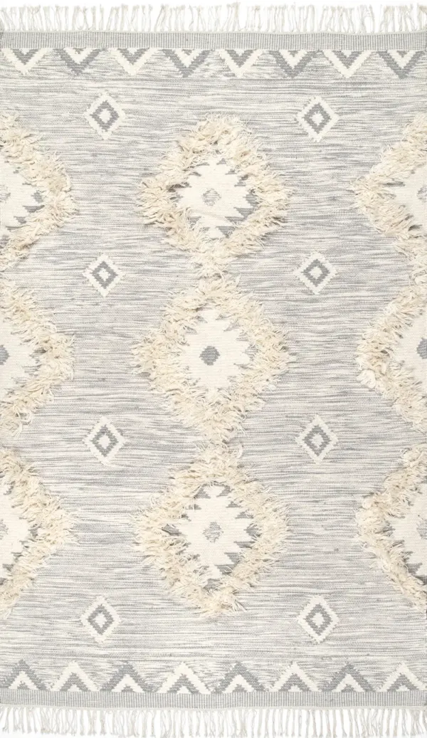 Shaggy Moroccan Lattice Fringe Rug