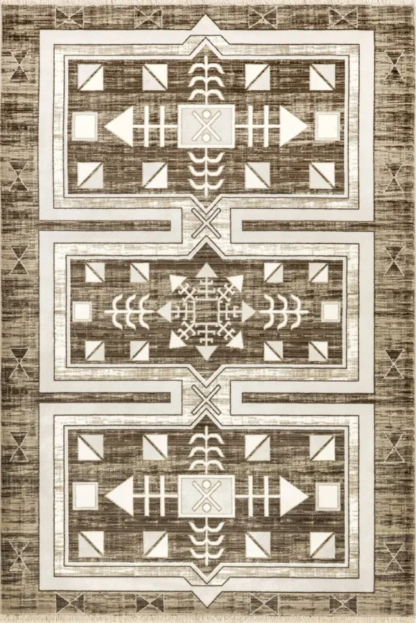 Agave Geometric Fringed Rug