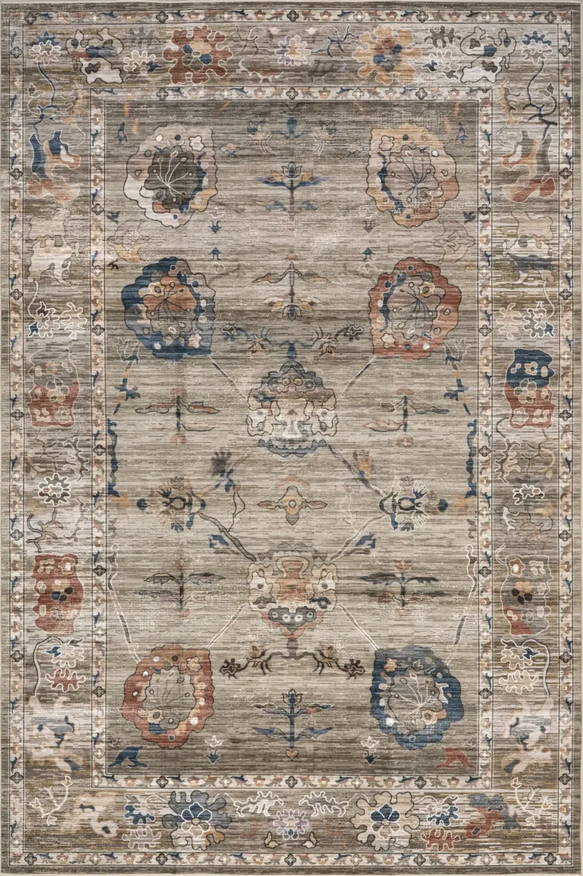 Mandi Vintage Floral Spill Proof Washable Rug