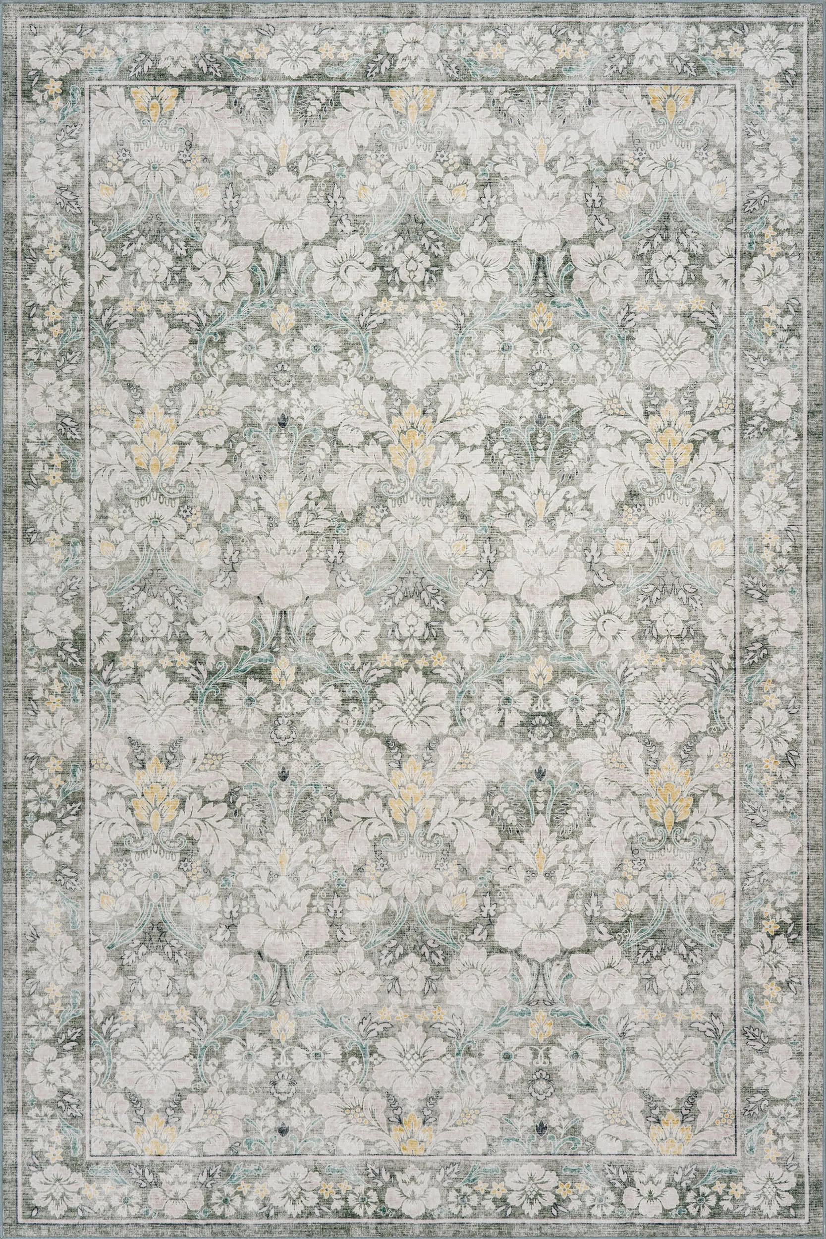 Kinice Traditional Floral Washable Rug