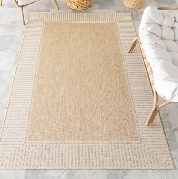 Striped Border Indoor/Outdoor Flatweave Rug
