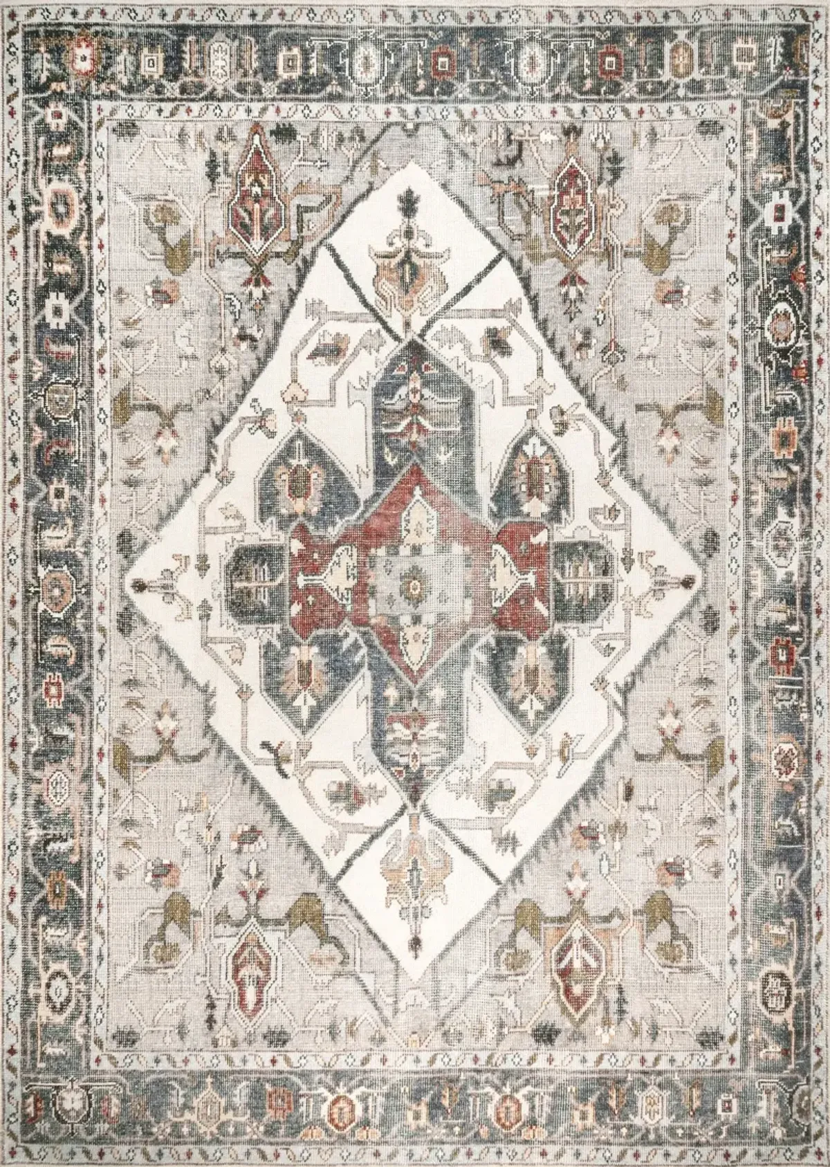 Crystalline Medallion Washable Rug