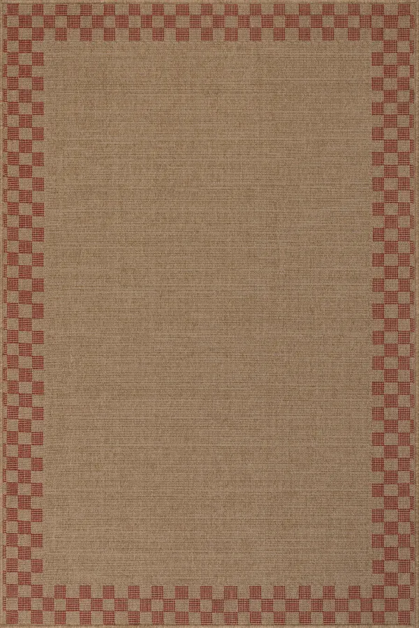 Vesna Bordered Checkered Indoor/Outdoor Rug