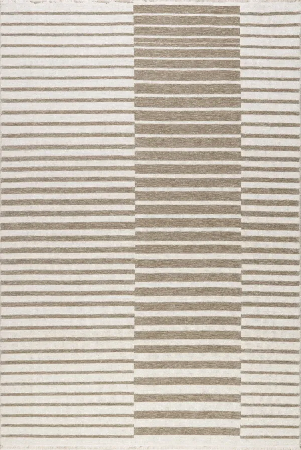 Nova Striped Checkerboard Reversible Washable Rug