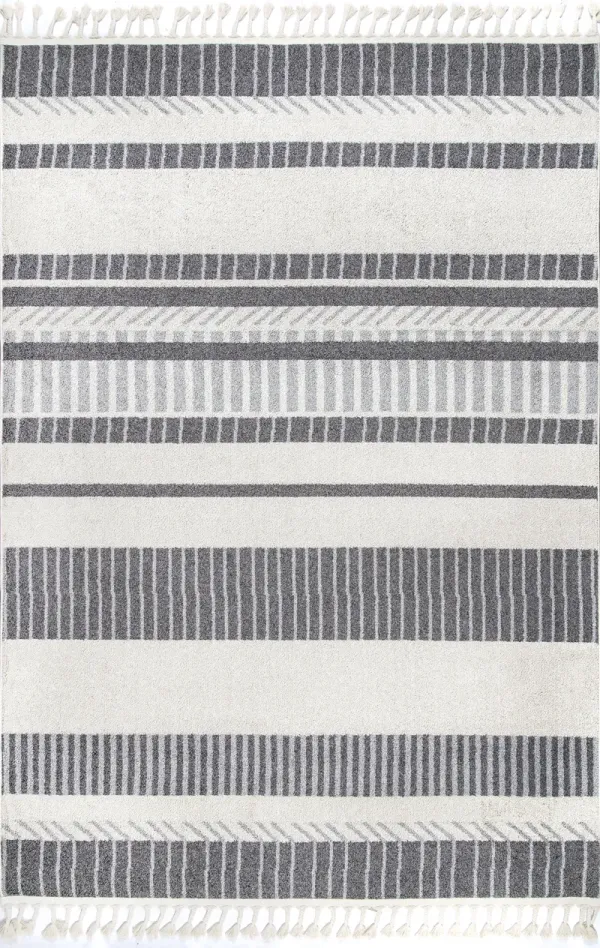 Striated Stripes Tassel Rug
