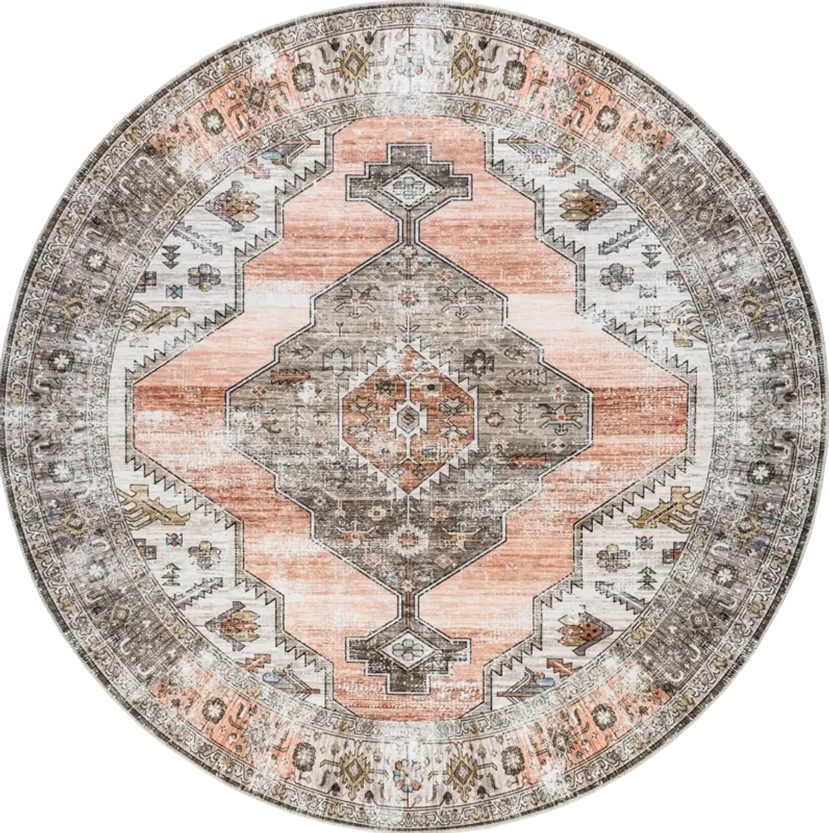 Native Iris Medallion Spill Proof Washable Rug