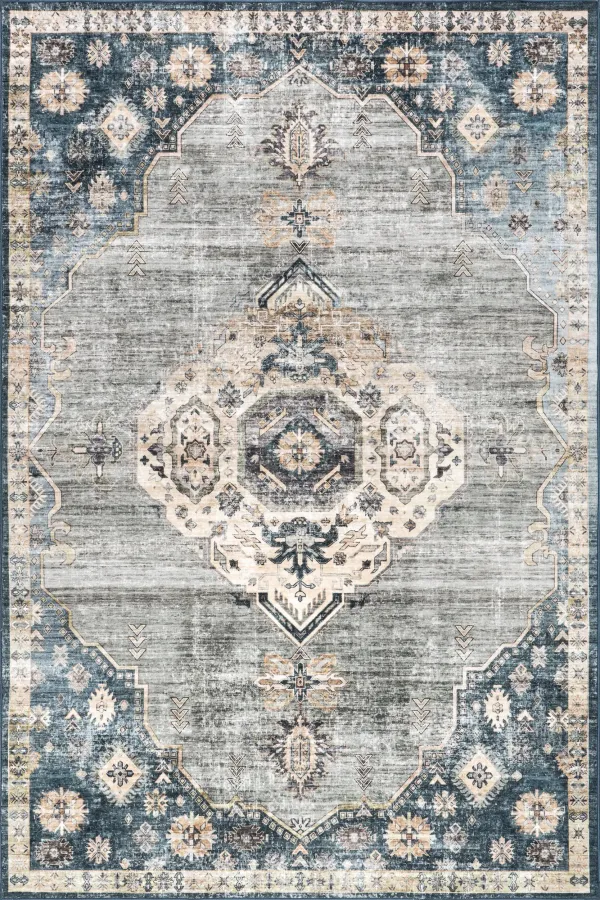 Noor Medallion Spill Proof Washable Rug