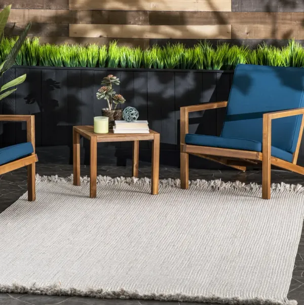 Ashen Braided Tassel Indoor/Outdoor Rug