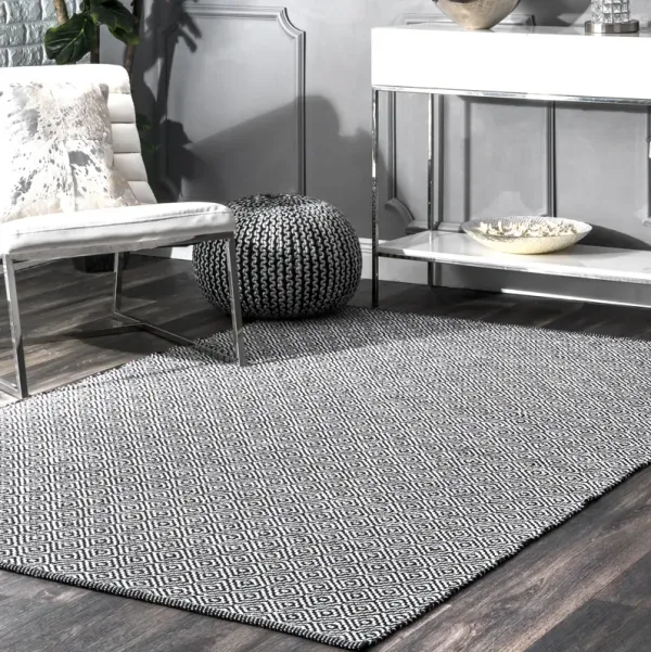 Diamond Cotton Check Flatwoven Rug