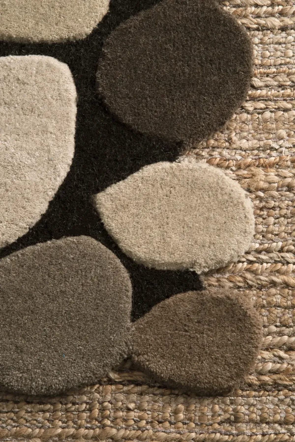 Contemporary Handmade Wool Pebbles Cobblestone Rug