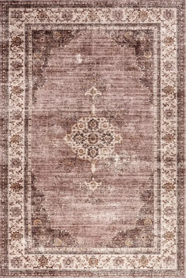 Rosewood Vintage Spill Proof Washable Rug