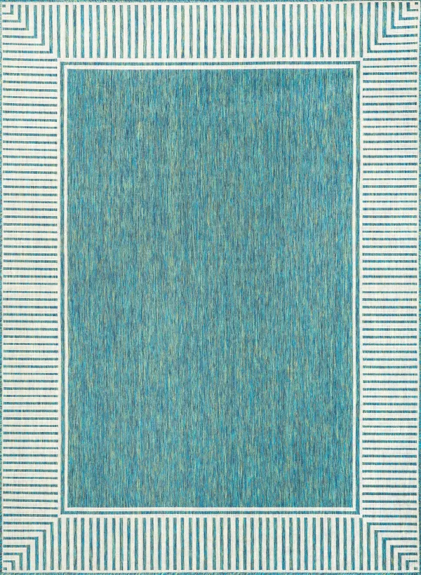 Striped Border Indoor/Outdoor Flatweave Rug
