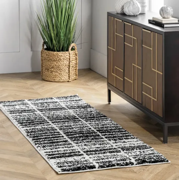 Faded Striped Shag Rug