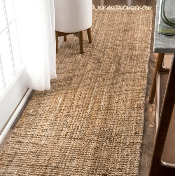 Hand Woven Jute with Wool Fringe Rug