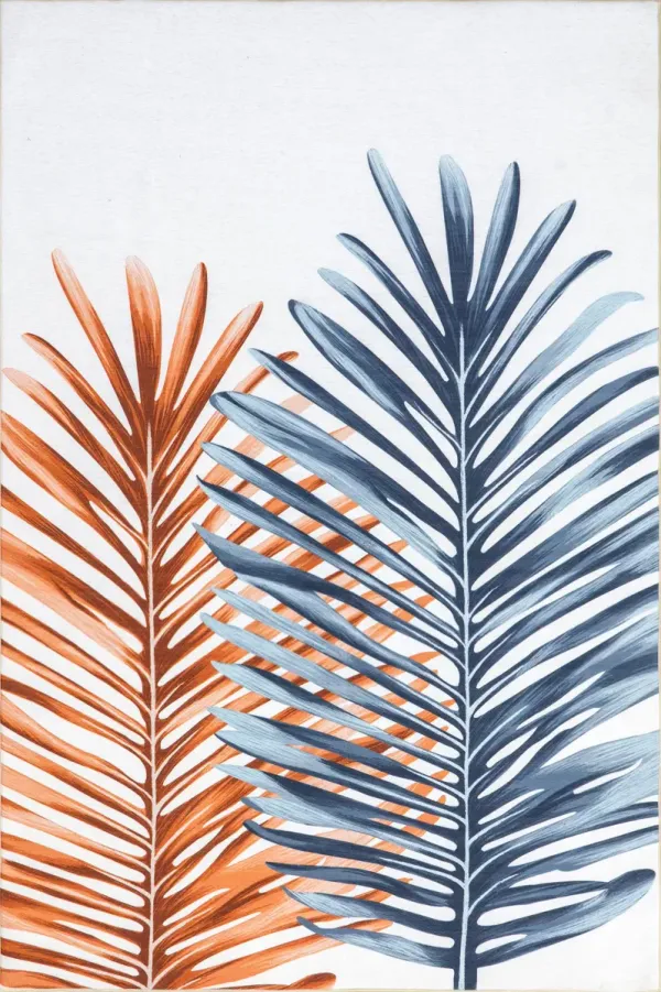 Tommie Palm Leaves Washable Indoor/Outdoor Rug