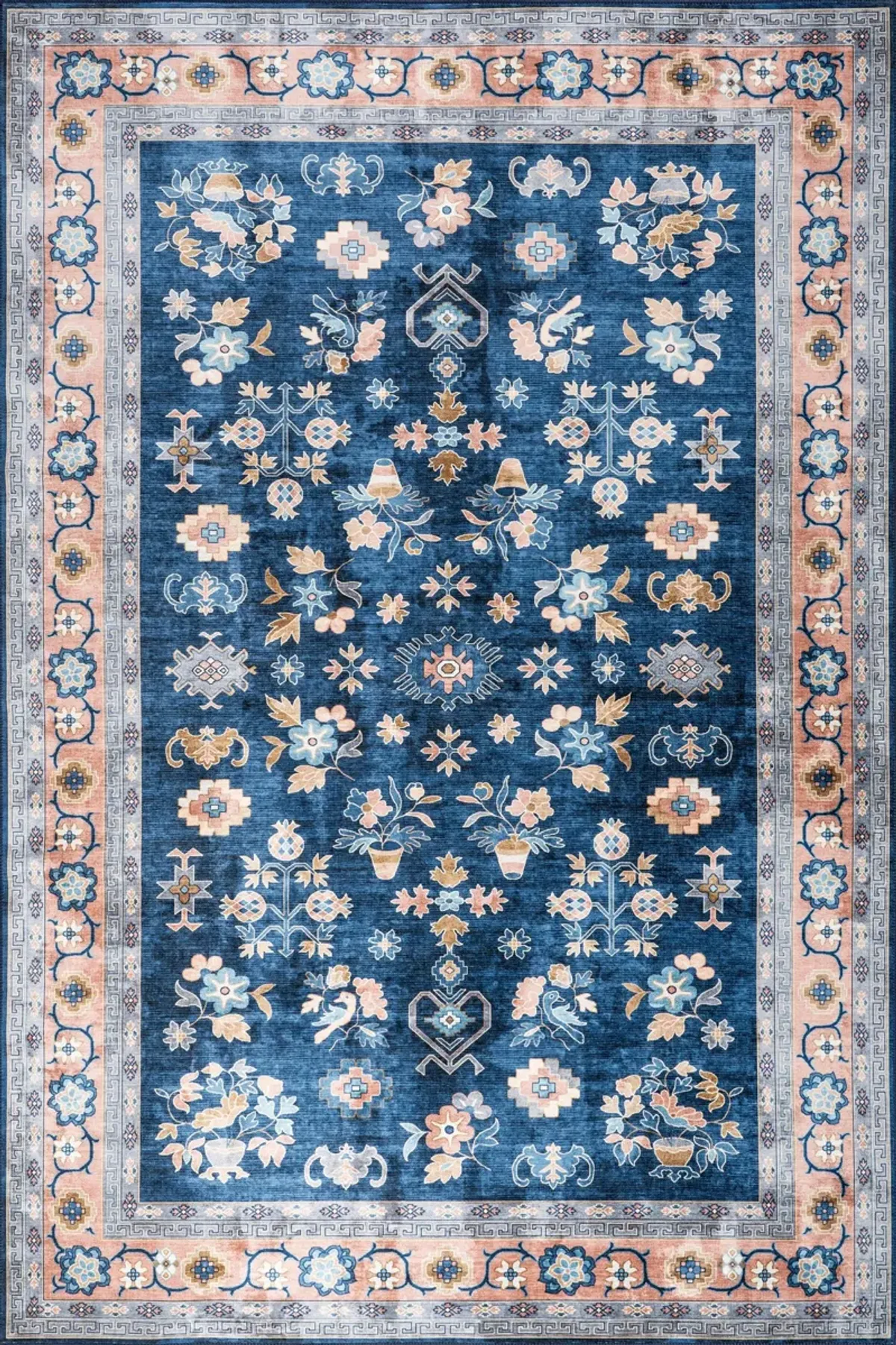 Dayflower Vintage Spill Proof Washable Rug