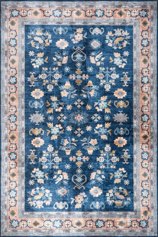 Dayflower Vintage Spill Proof Washable Rug