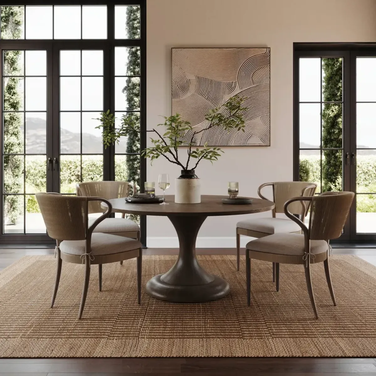 Tiziri Striped Moroccan Hand Woven Jute Rug