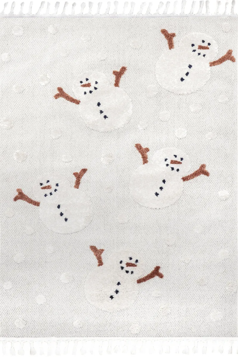 Freda Snowmen Tasseled Kids Rug