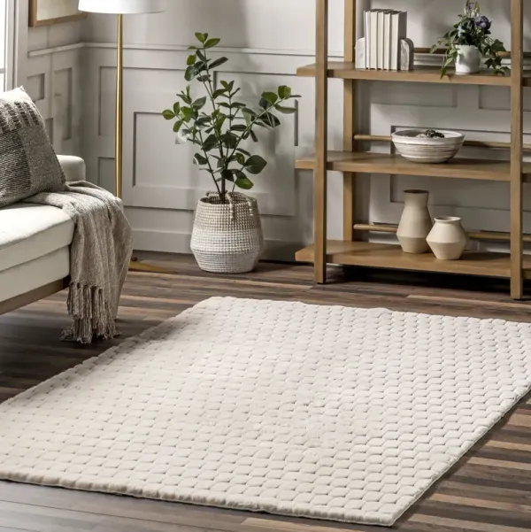 Milazia Honeycomb Plush Cloud Washable Rug