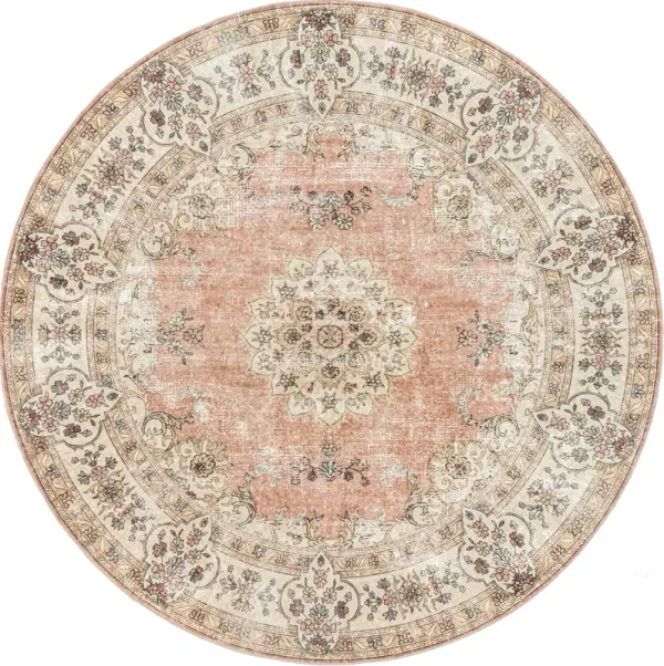Rosette Medallion Washable Rug
