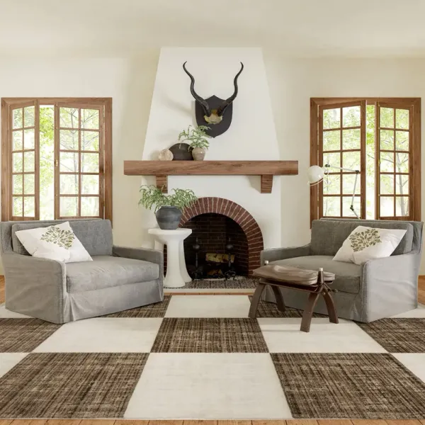 Aspen Checkerboard Fringed Rug
