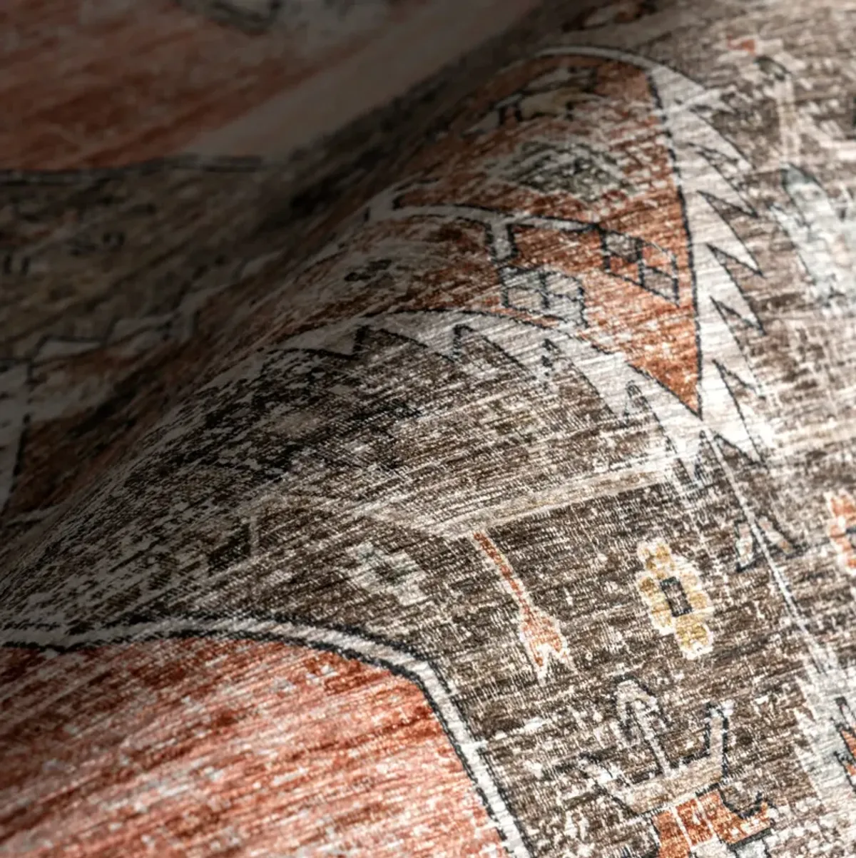 Native Iris Medallion Spill Proof Washable Rug