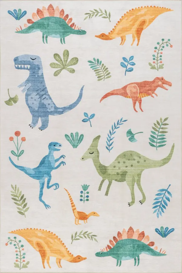 Kayleigh Kids Spill Proof Washable Dinosaur Rug
