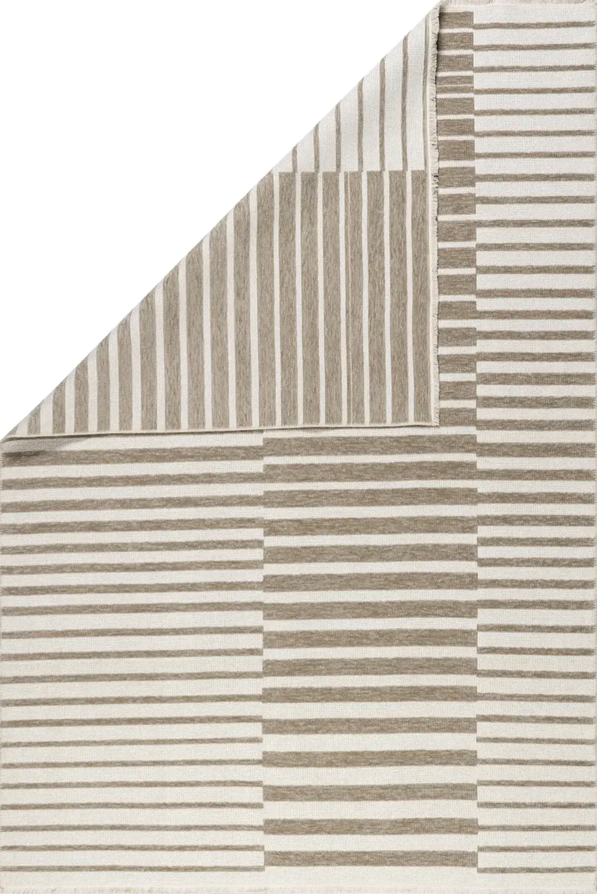 Nova Striped Checkerboard Reversible Washable Rug