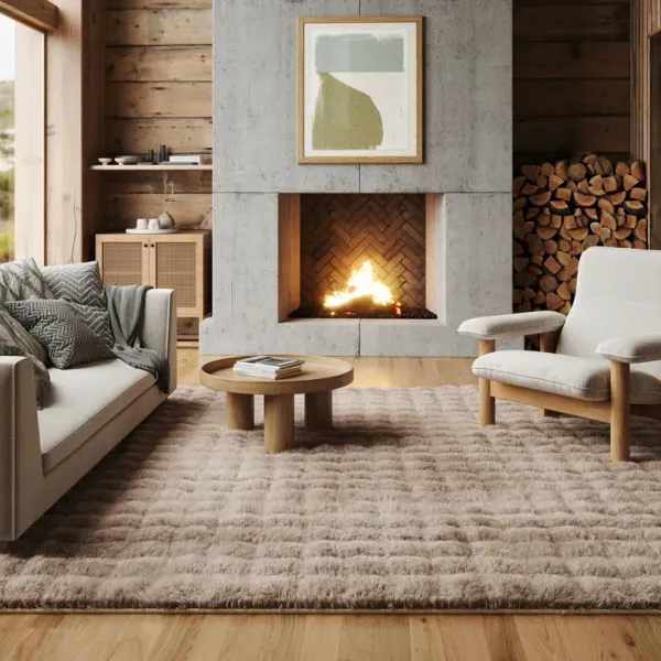 Ivana Checkered Plush Cloud Washable Rug