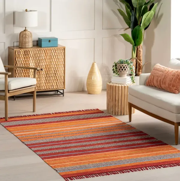 Tribal Stripes Fringe Tassel Rug
