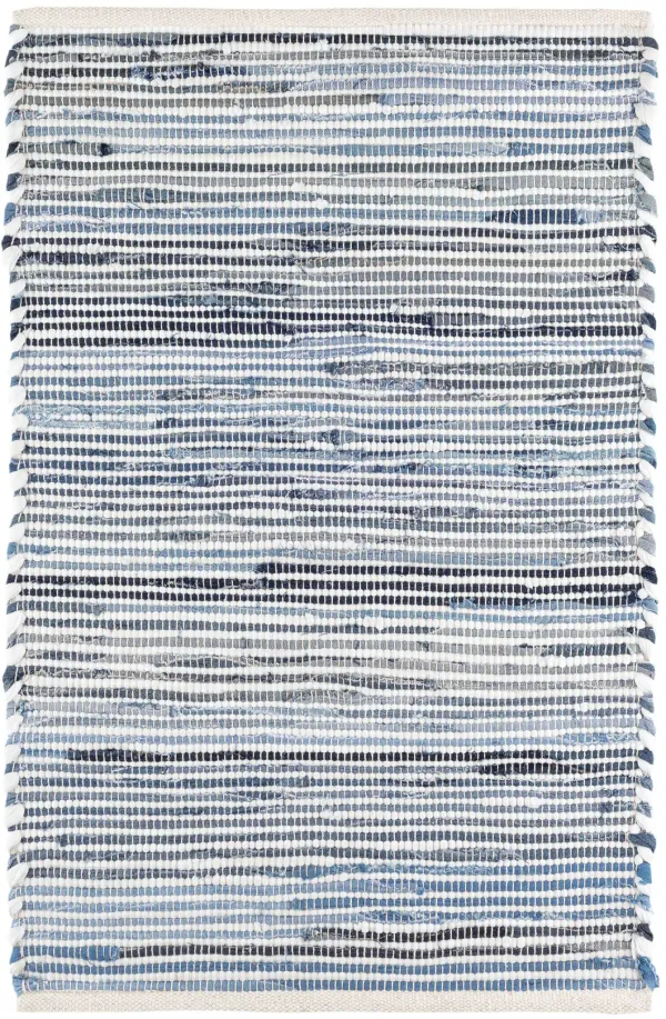 Denim Rag Ribbed Handwoven Cotton Rug